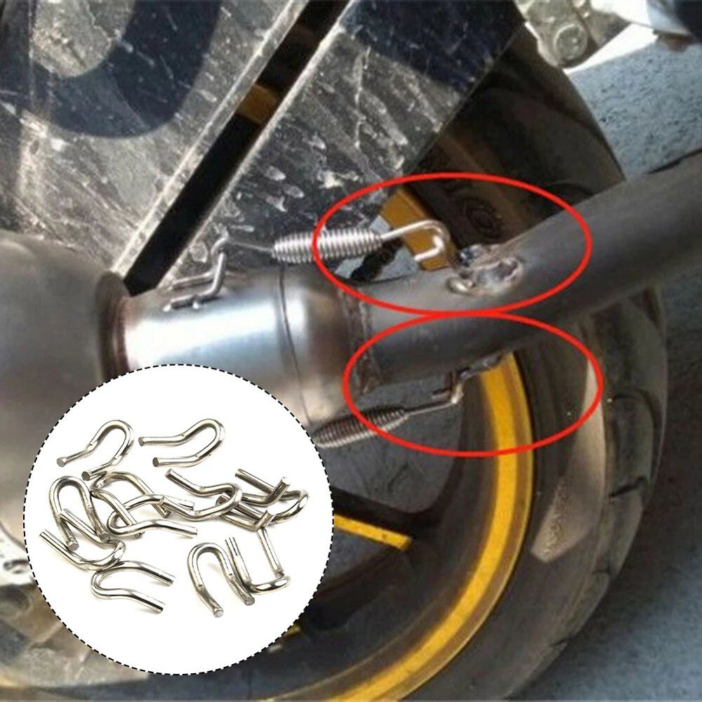12PCS Universal Motorcycle Exhaust Pipe Springs Fasteners Spring Welding Hook