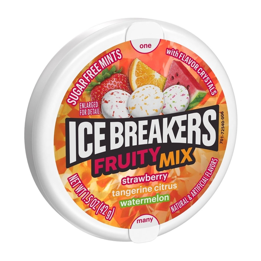 Ice Breakers Fruity Mix Assorted Fruit Sugar-Free Mints – 1.5 oz Puck