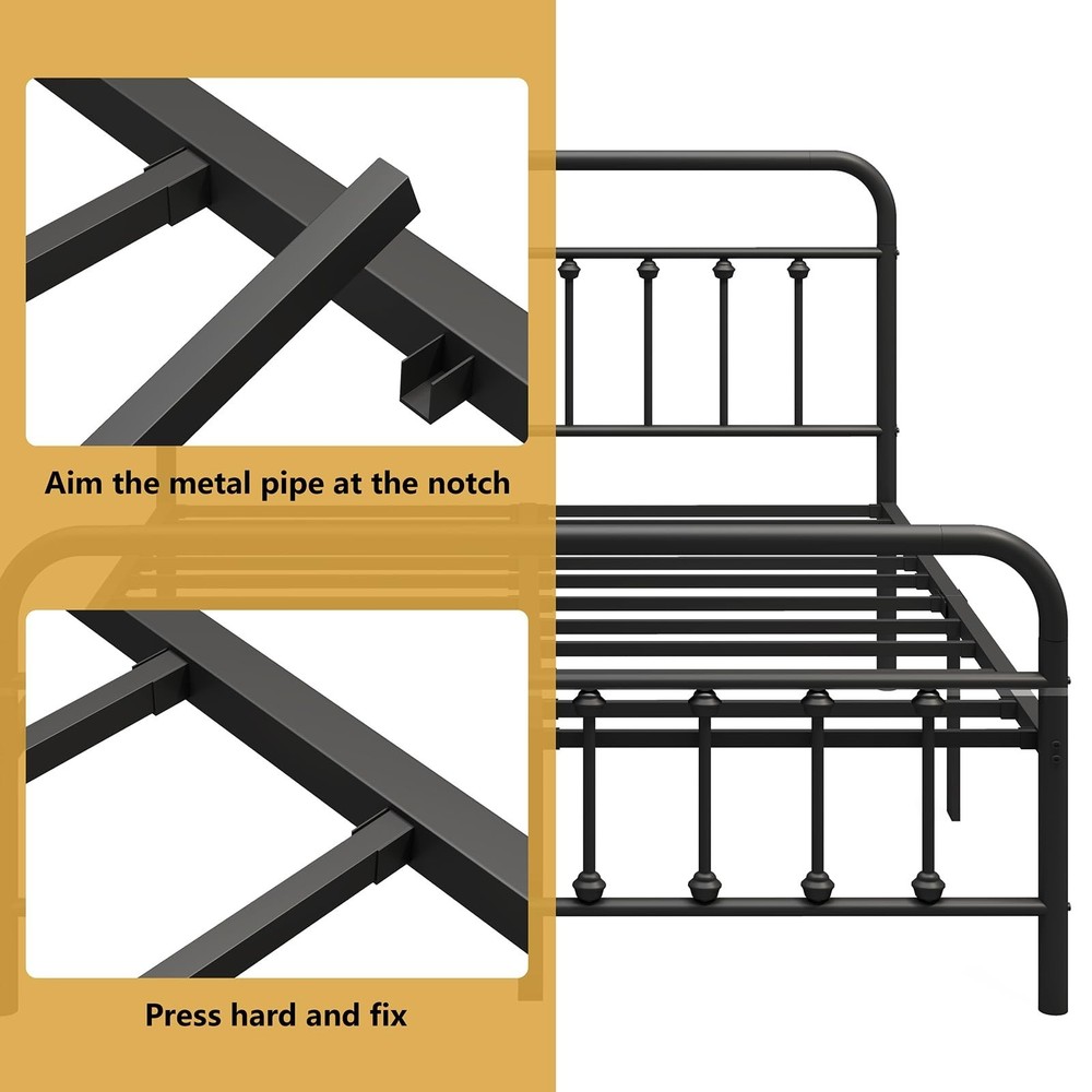 Vengarus Metal Bed Frame,Full Size Bed Frame with Headboard,Structurally Stab...