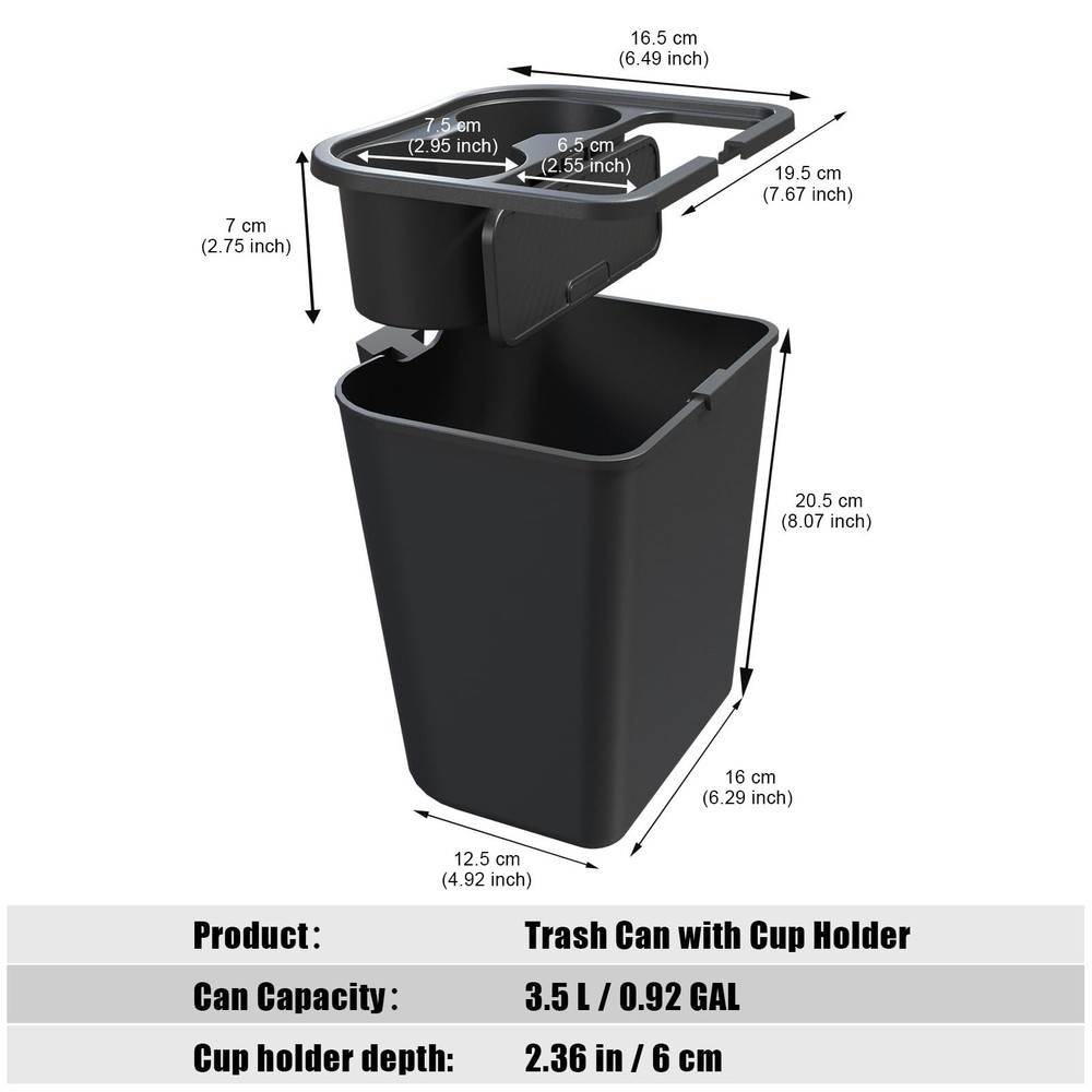 Mabett Trash Can for Ford Maverick 2025 2024 2023 2022, Multi-Function Black