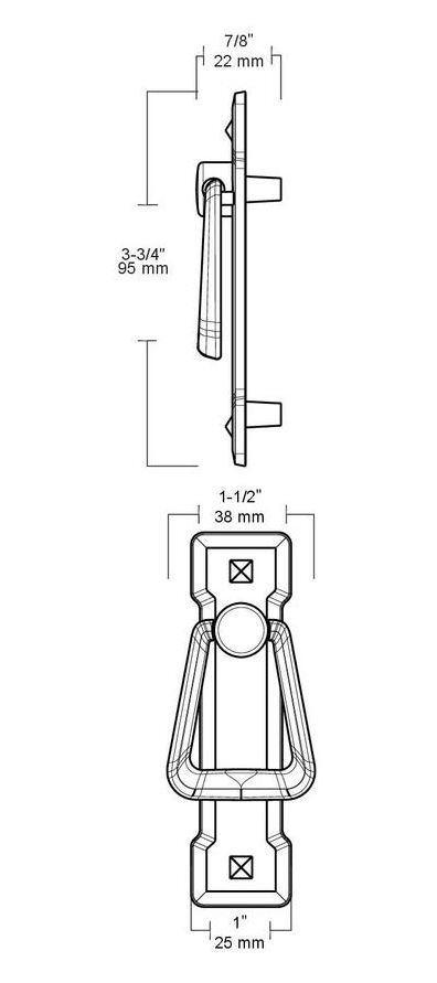 2-1/4" Mission Vertical Bail Pull Antique Brass