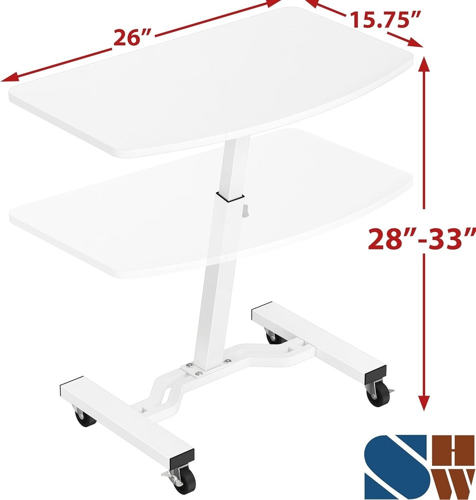 Versatile Mobile Rolling Cart - Height Adjustable White Dining or Office Use