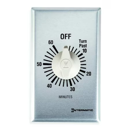 Intermatic Ff360m Timer, Spring Wound, 60 Min, Spdt, Silver