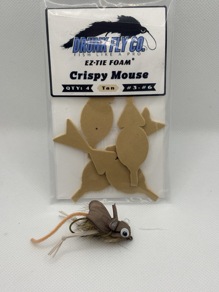 Drunk Fly Co. EZ-Tie Foam Crispy Mouse Tan Floating Body 4 Pack