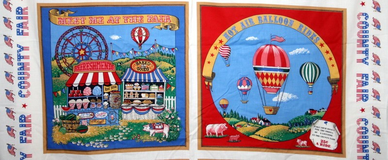 VINTAGE COUNTY FAIR PANEL BY JOAN KESSLER - 100% COTTON FABRIC