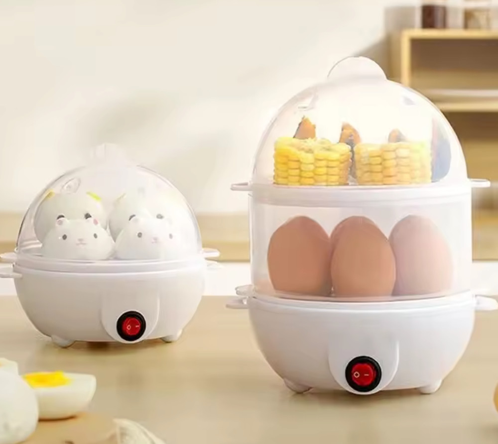 Electric Egg Cooker Boiler Double Layer Automatic 14 Egg Capacity Steamer