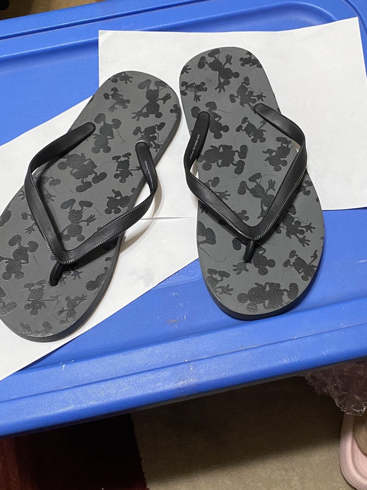 Mickey Mouse Black Size 11 Flip Flops