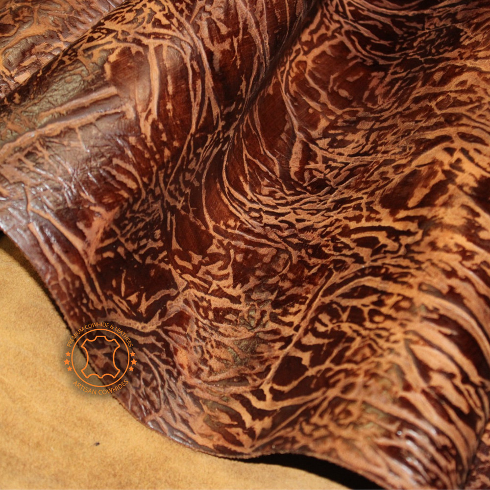 ELEPHANT Tan Brown Embossed Pull Up Leather / 3 .5- 4.0 oz. | 1.4 - 1.6 mm