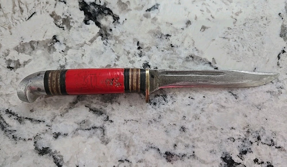 Vintage Western Boulder, CO Fixed Blade Knife w/ Red Handle 8"