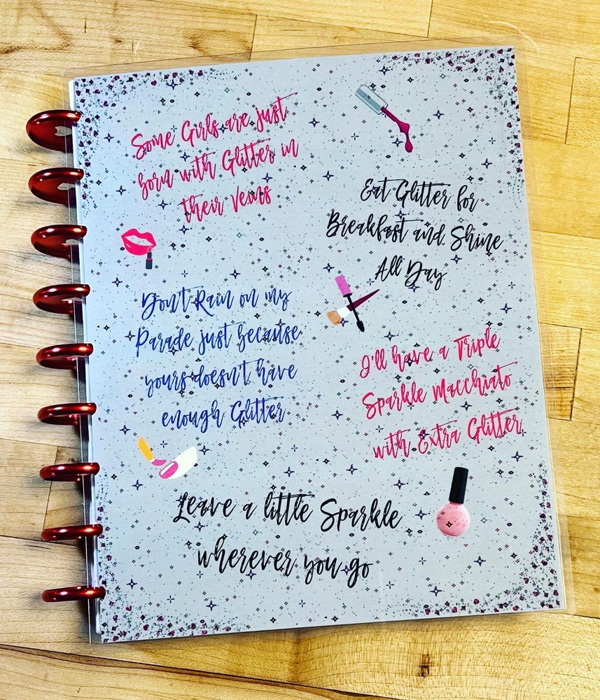 Sparkle Glitter Makeup Front & Back Cover Set made for use with Happy Planner~