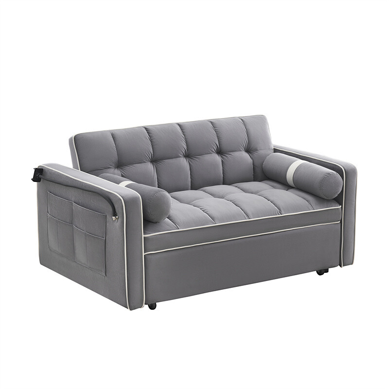 Sleeper Sofa Couch w/Pull Out Bed 55" Modern Velvet Convertible Sleeper Sofa Bed