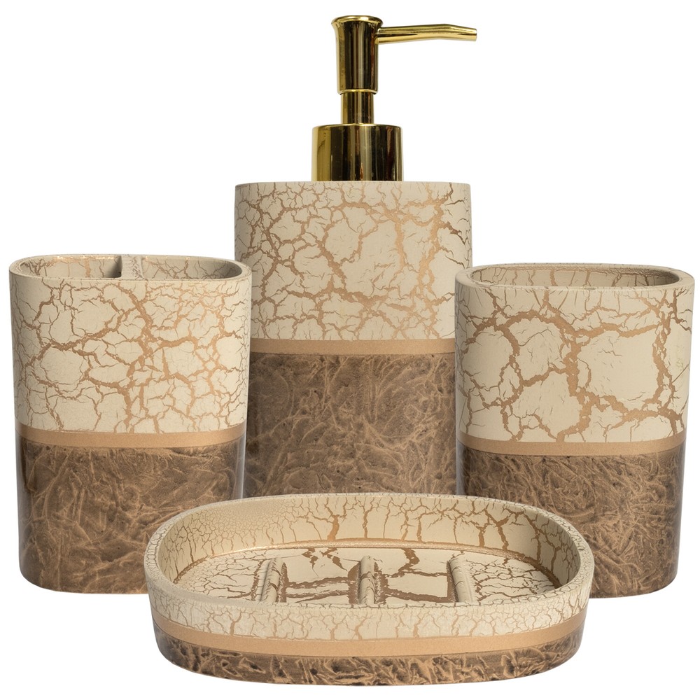 Parker Poly Resin Bath Accessory Collection 4 Piece Bathroom Set