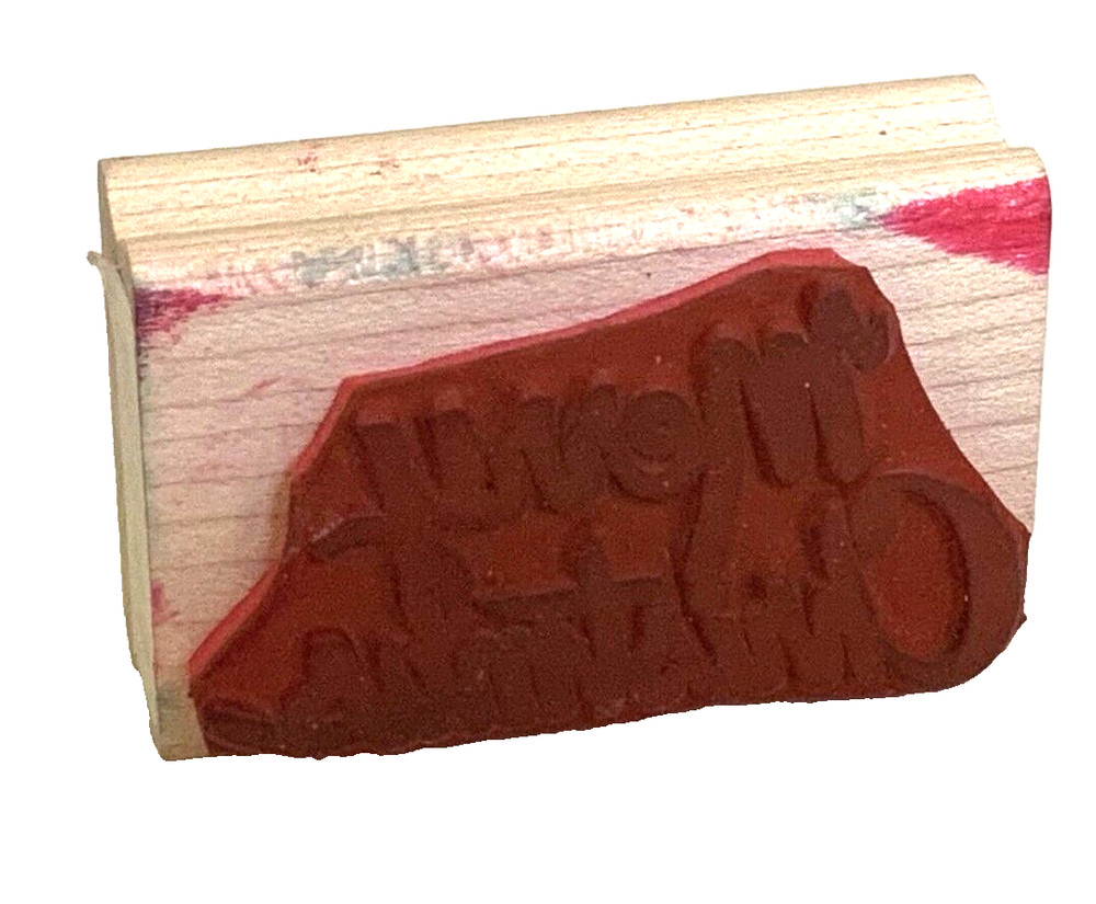 Merry Christmas Posh Impressions Wood Rubber Stamp Holiday Script for Tags 2"