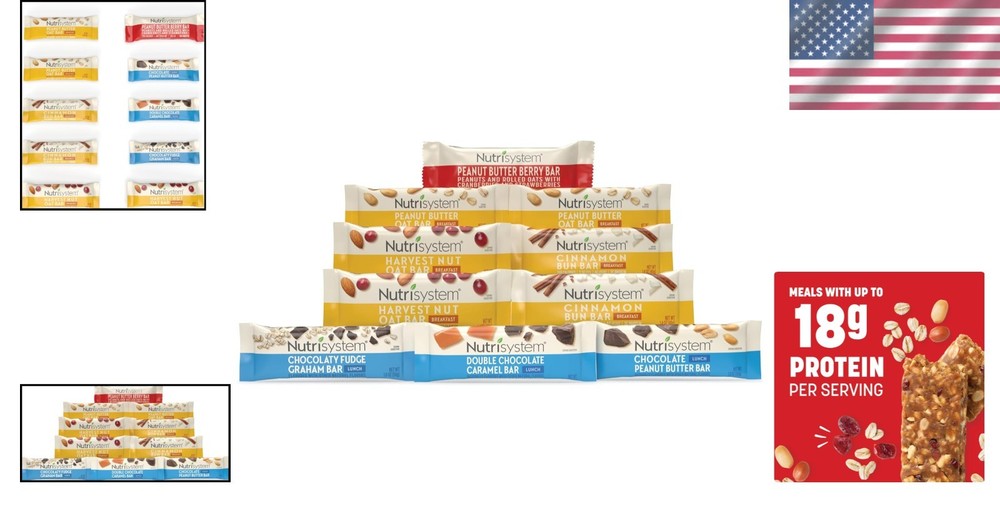 Nutritious Breakfast & Lunch Bar Assortment - 10 Bars Supporting Weight Loss