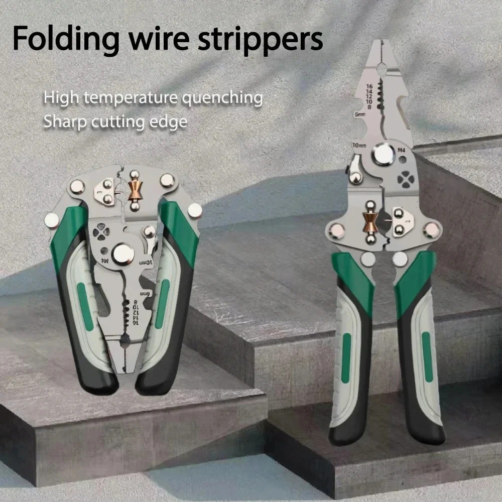 Foldable Multifunctional Wire Stripper, Crimper Cable Cutter Pliers