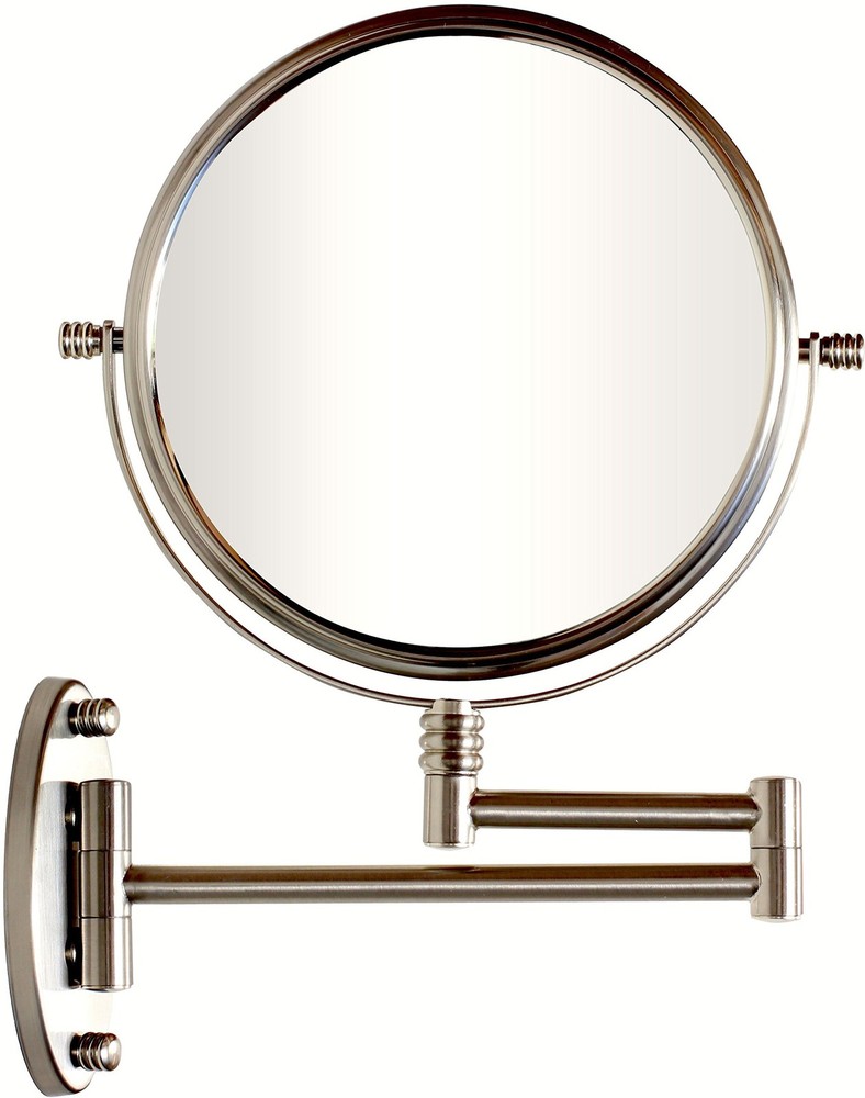 Wall Mount Extendable Mirror, 8 Inch Double Sided with 7X Magnification, Nickel