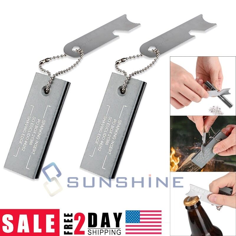 2 Lighter Flint Stone Magnesium Emergency Fire Starter Camp Survival Waterproof
