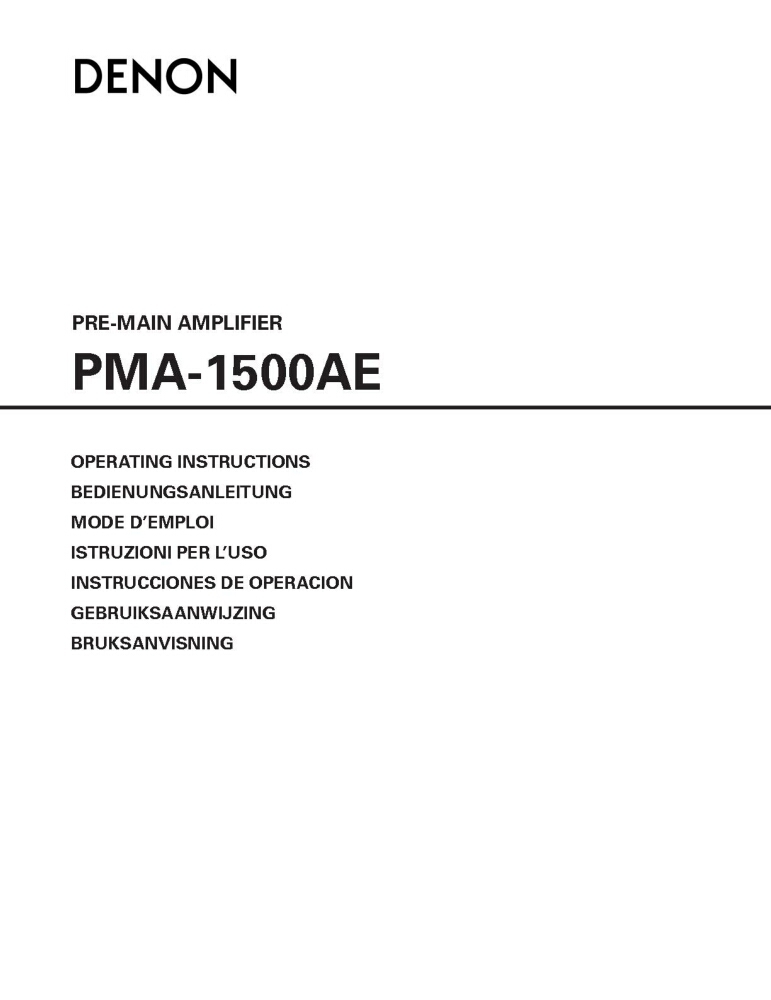Denon PMA-1500AE Amplifier Owners Manual
