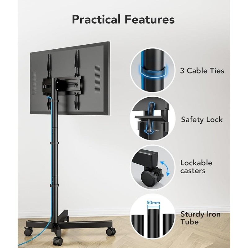 Universal Rolling TV Stand Height Adjustable Mobile Cart TVs New