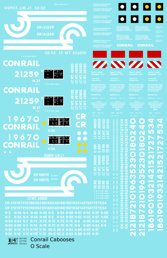 K4 O Scale Decals Conrail Caboose White