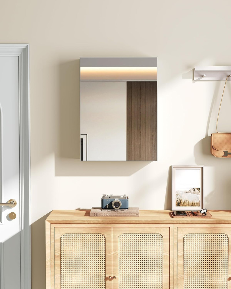 Stylish Wall-Mounted Bathroom Vanity & Mirror with Adjustable Storage Cabinet