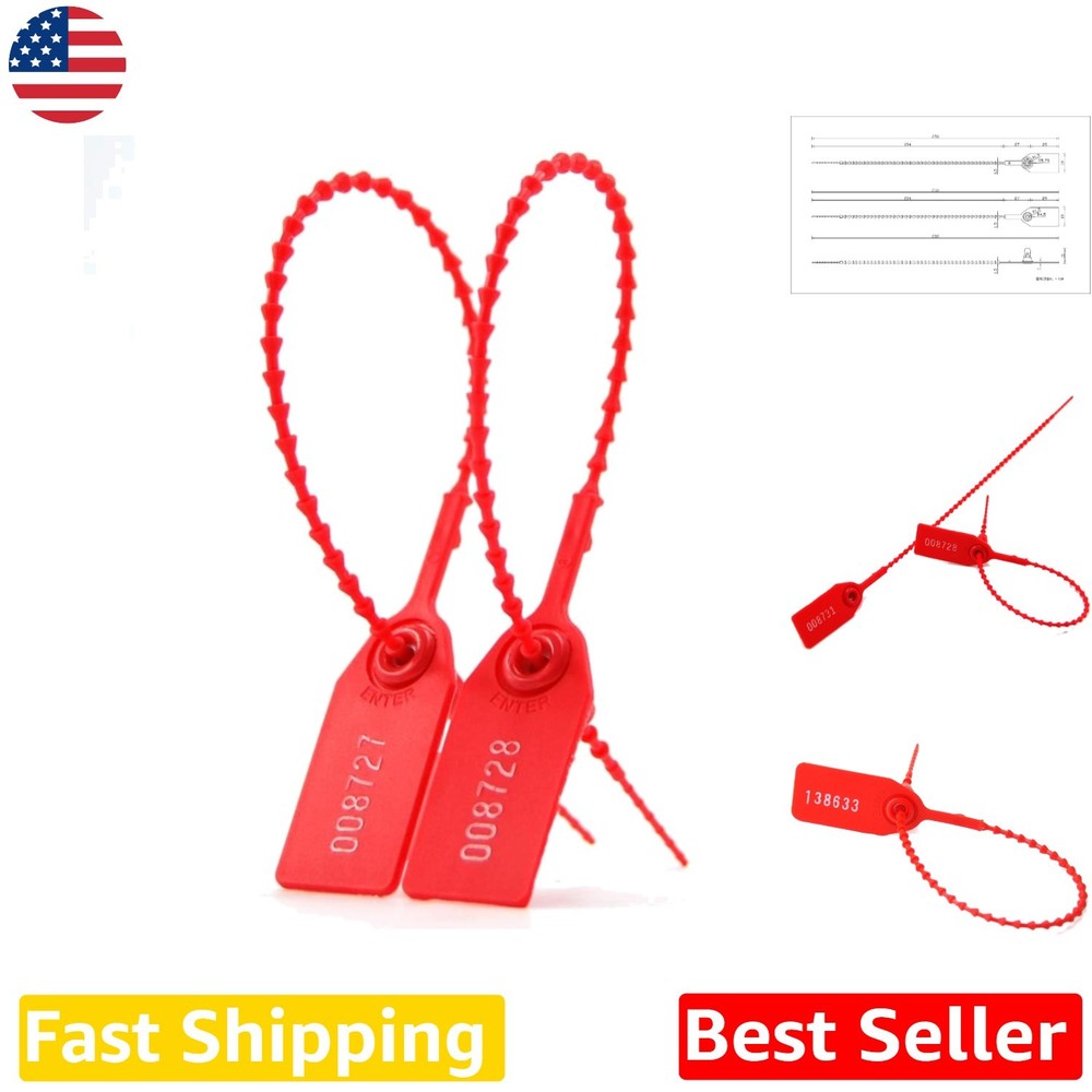 Bulk 1000 Red Plastic Seals - Numbered Tamper-Evident Ties for Secure Transport