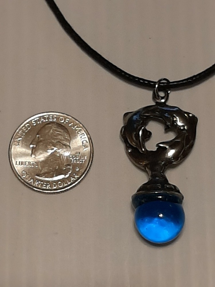 3 DOLPHINS Pewter Pendant Charm / 26" Adjustable Necklace