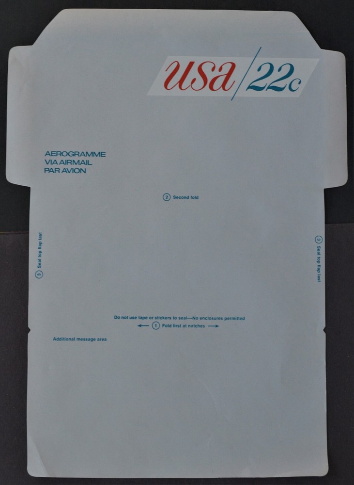 1976 US Sc. #UC50 air mail unfolded letter sheet, mint, very good shape