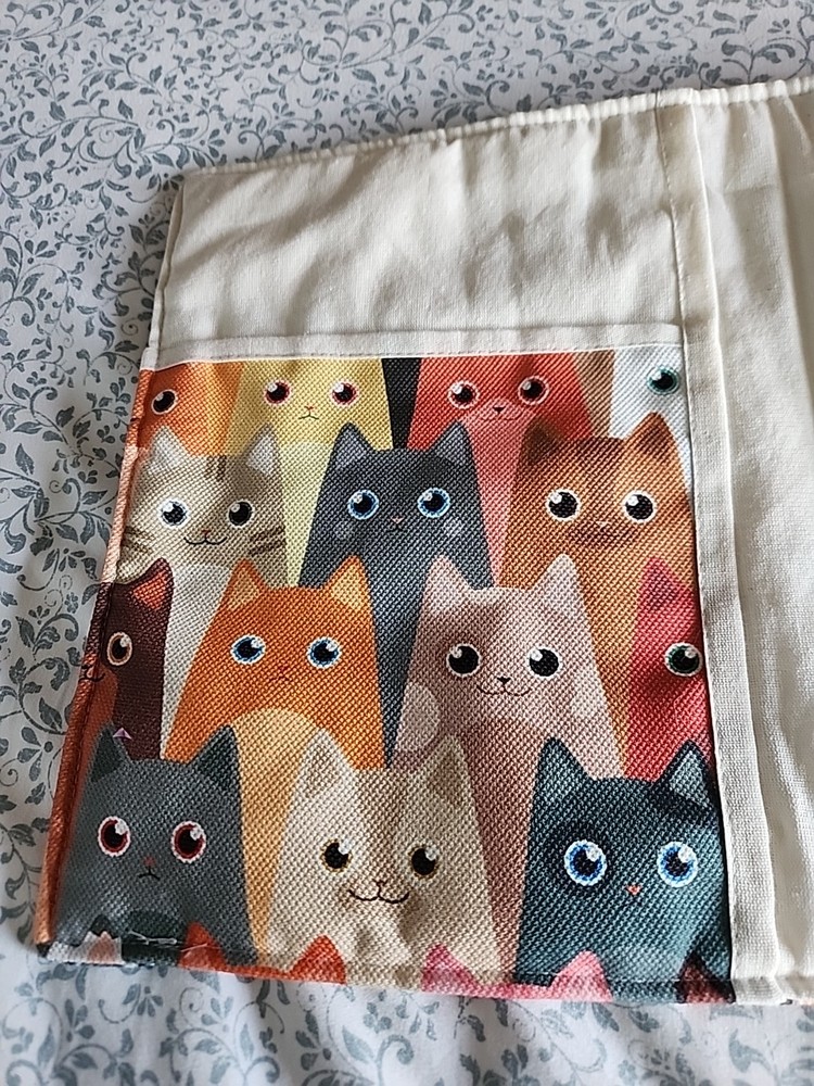 Journal/Book Sleeve-Cat Pattern w/more Pockets! Writer/Reader Gift