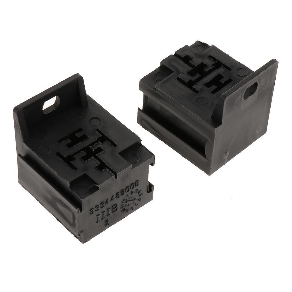 5 Pin Relay Base Holder With Mounting Bracket & Terminals -2 Set - Black
