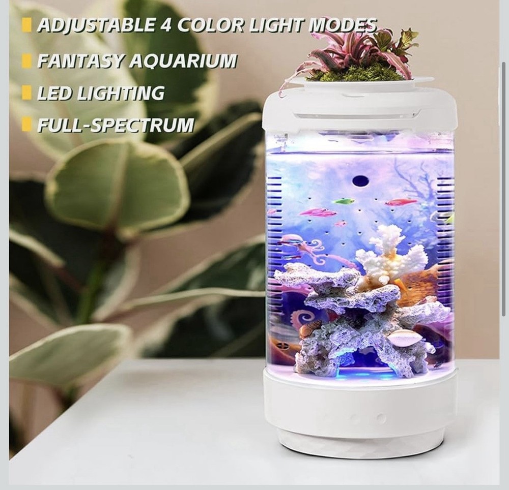 Small Fish Tank 1.2 Gallon Aquarium Starter Kit Desktop