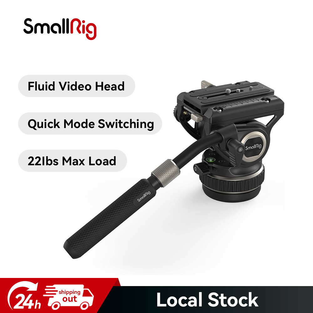 SmallRig Tripod Fluid Video Head w/Flat Base and Adjustable Handle Adjustable