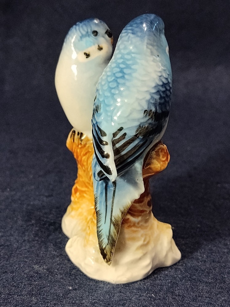 Vintage Parrots Figurine Statue Blue Birds