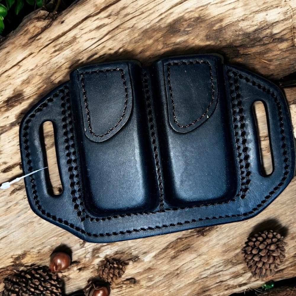 TEXAS 1836 Double Magazine Carrier Black Leather for DOUBLE STACK GLOCK