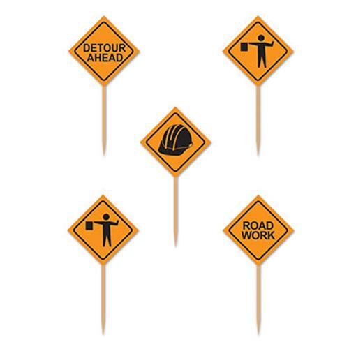 Construction Trucks Decoration Set Cupcake Picks Centerpiece Dangle Office Party