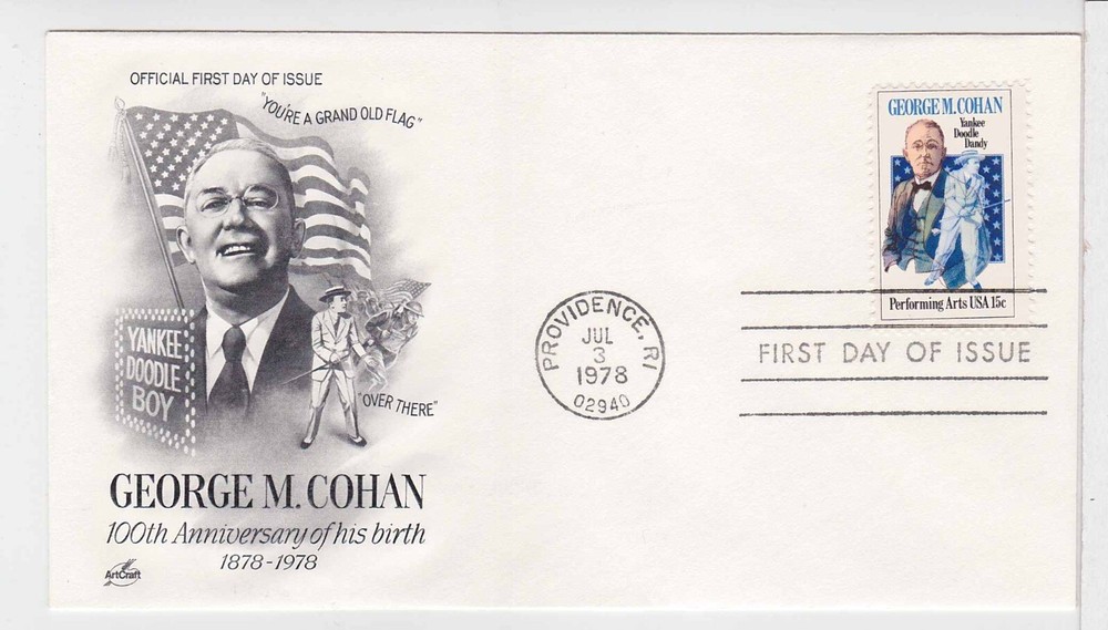 TurtlesTradingPost-  George M Cohan #1756 FDC 1978 Artcraft Cachet