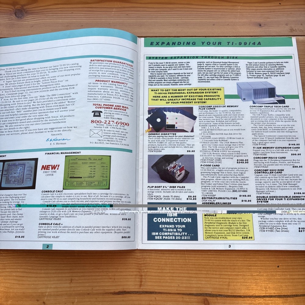 Triton Catalog TI-99/4A Texas Instruments Spring 1987 W/Order Form