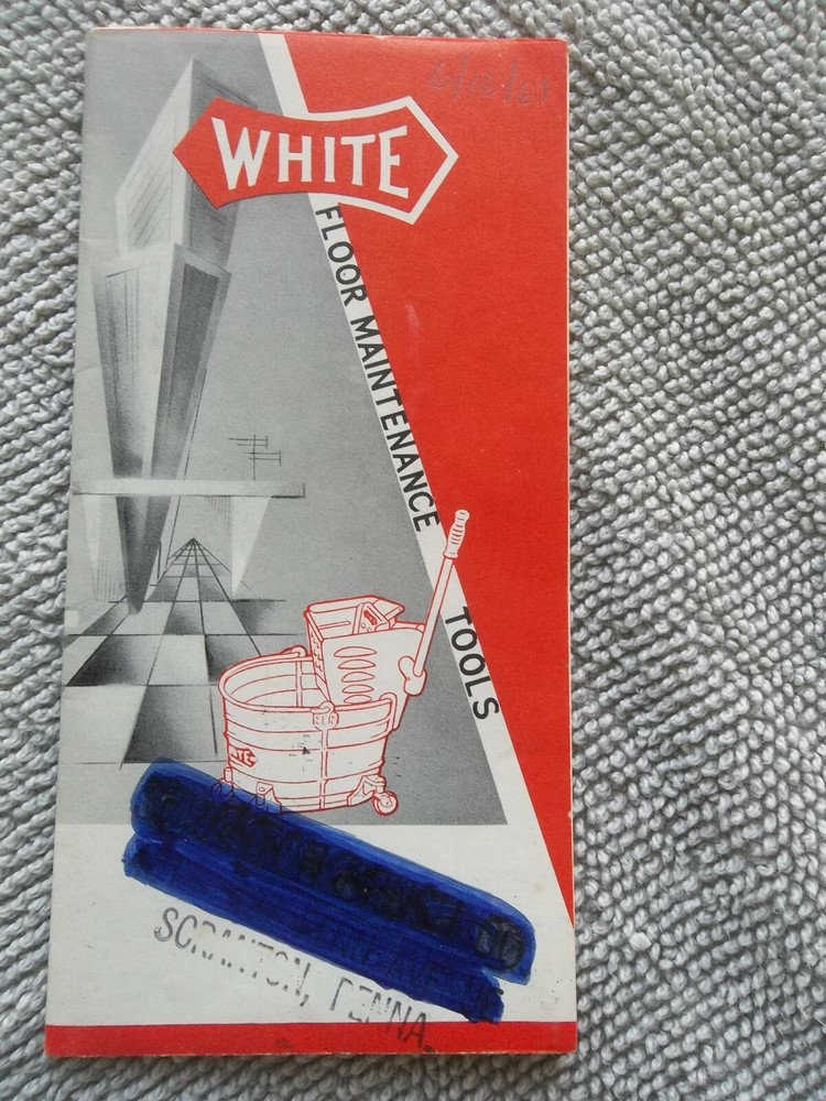 WHITE FLOOR MAINTENANCE TOOLS MINI BROCHURE MOP 1961 Scranton PA