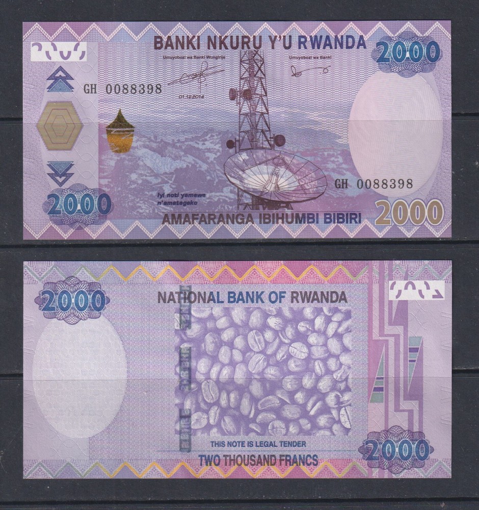 RWANDA - 2014 2000 Francs UNC Banknote