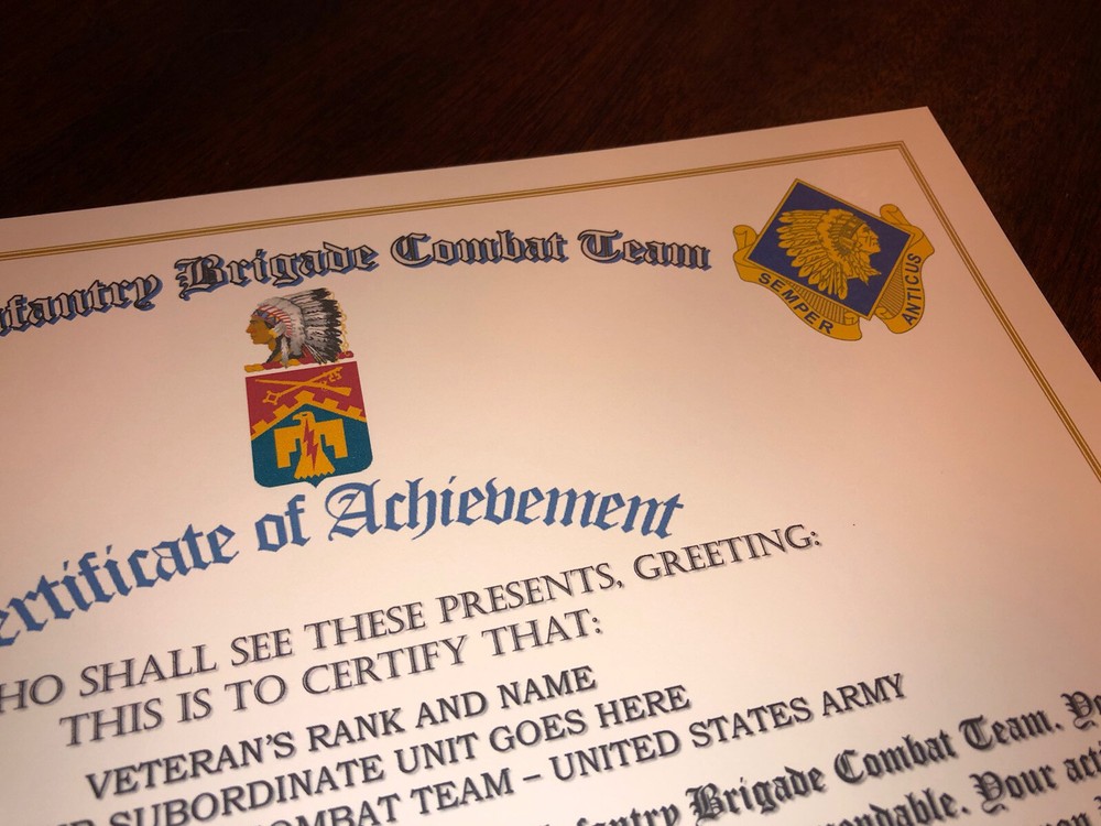 45TH INFANTRY BRIGADE COMBAT TEAM - COA / (COMMEMORATIVE CERTIFICATE)