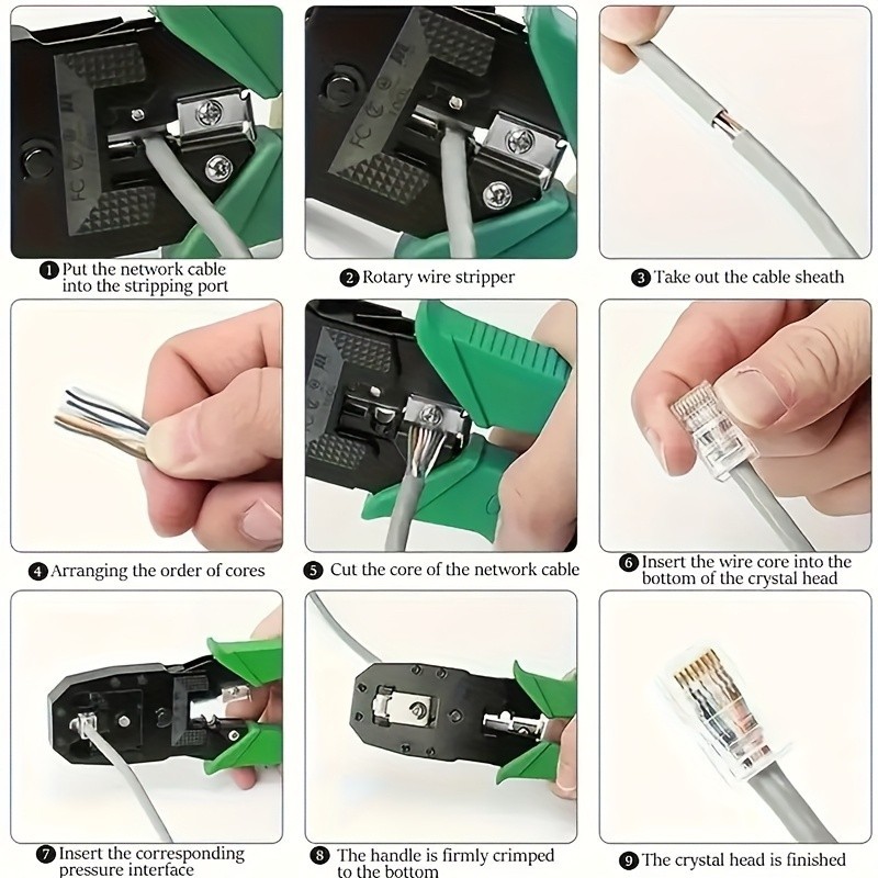 Network Tool Kit - RJ45 Crimper, Tester & Strippers for Ethernet Cable Work