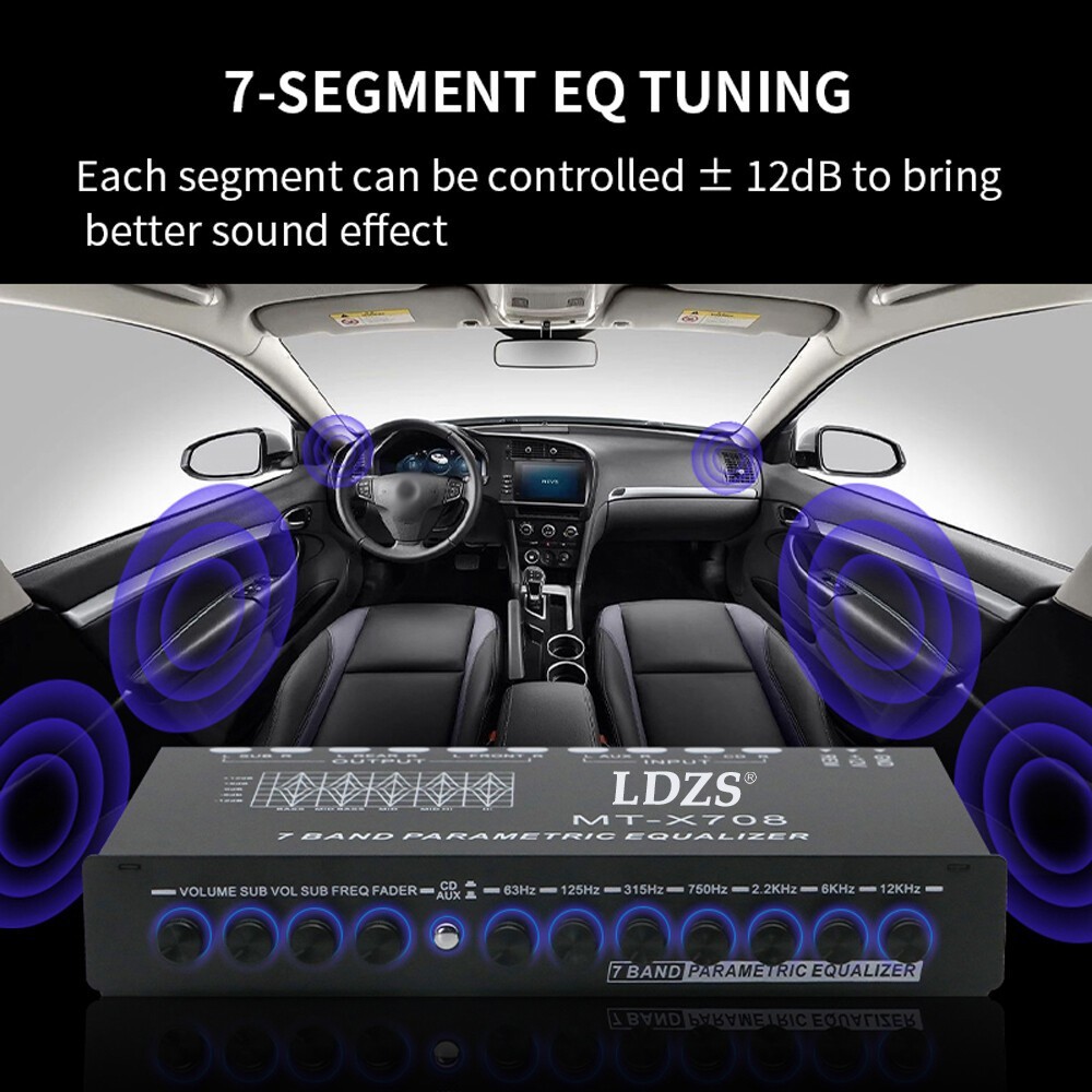 7-Band Car Audio Equalizer Adjustable 7 Band EQ Amplifier Graphic Equalizer New