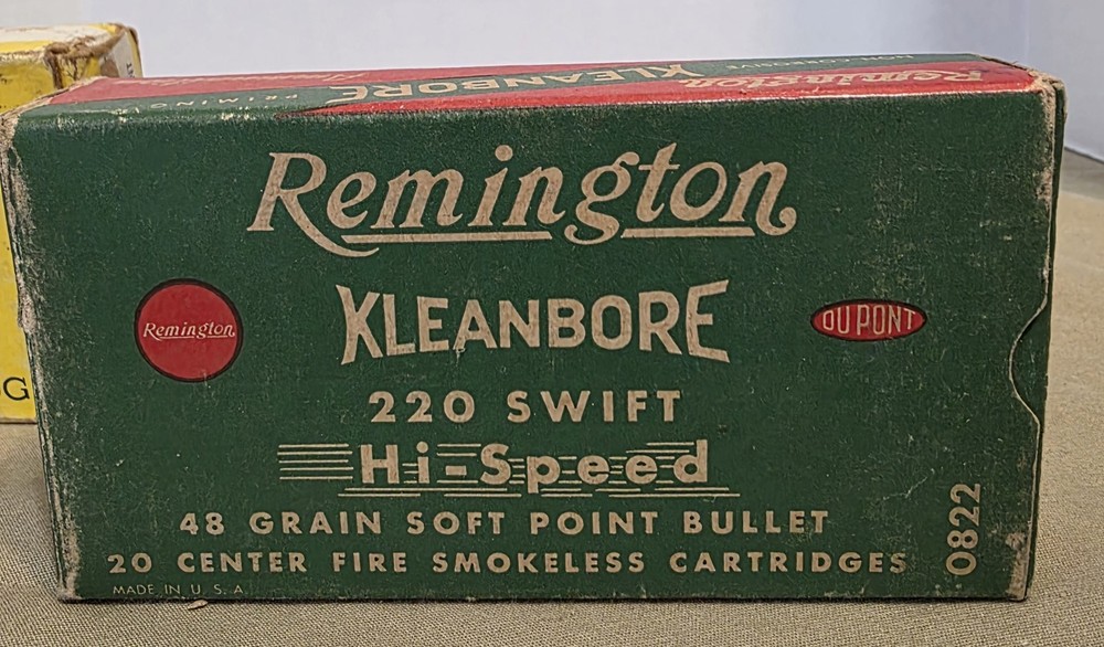 Two Vintage Empty 220 Swift Boxes. Remington Kleanbore & Western Super X.