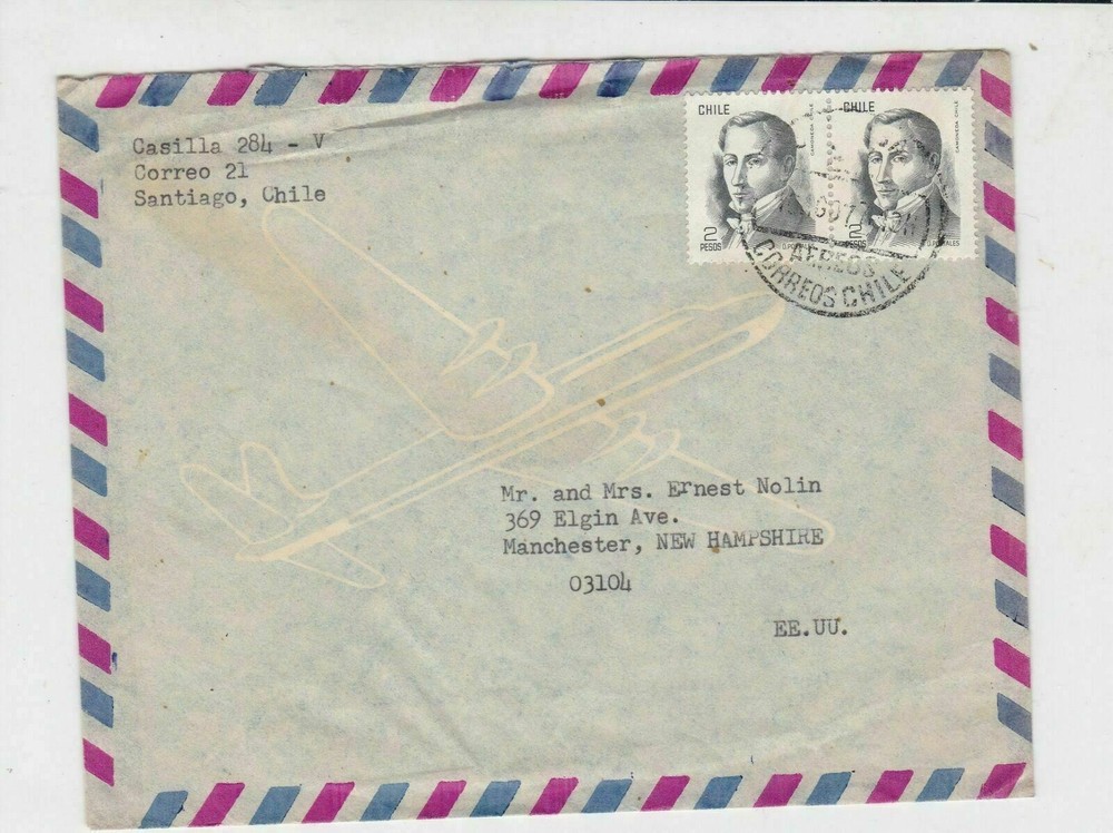 chile 1977 stamps cover ref 19522