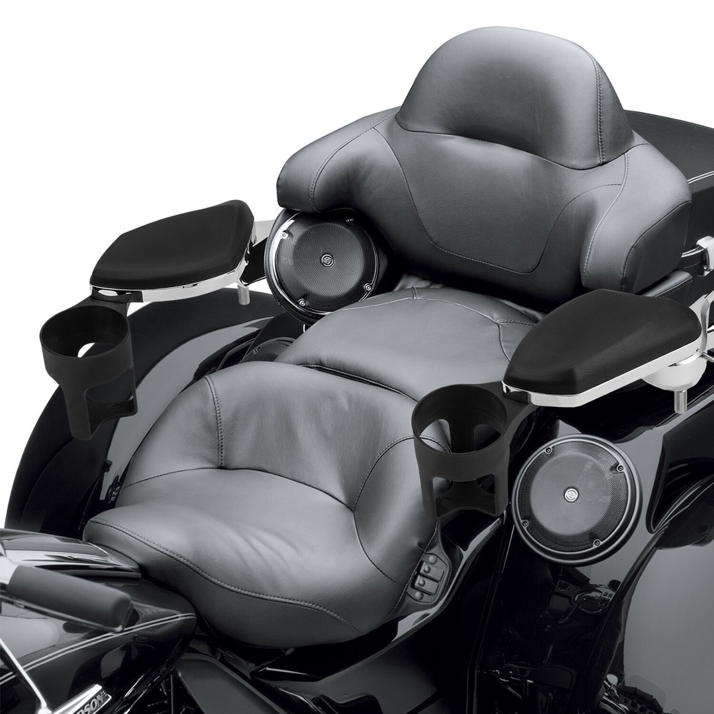 Motorcycle Passenger Armrests Adjustable Rear With Cup Holder For Harley Touring
