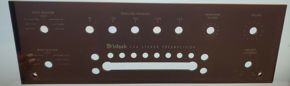 McIntosh C30 Original Glass Faceplate for Preamp