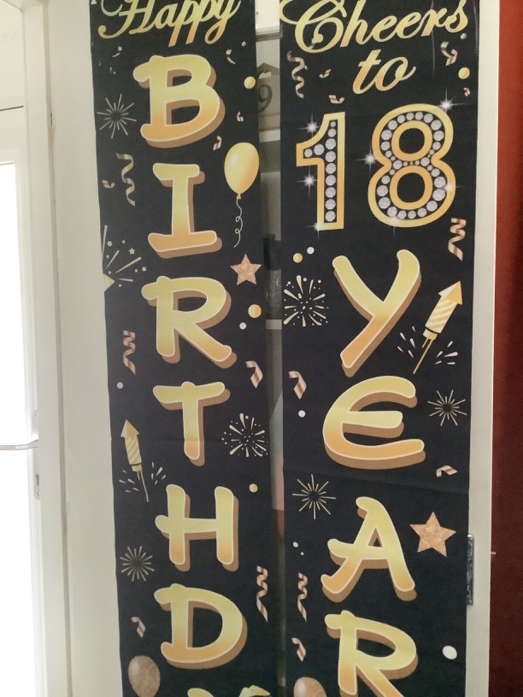 BLACK AND GOLD 18TH BIRTHDAY DOOR BANNERS