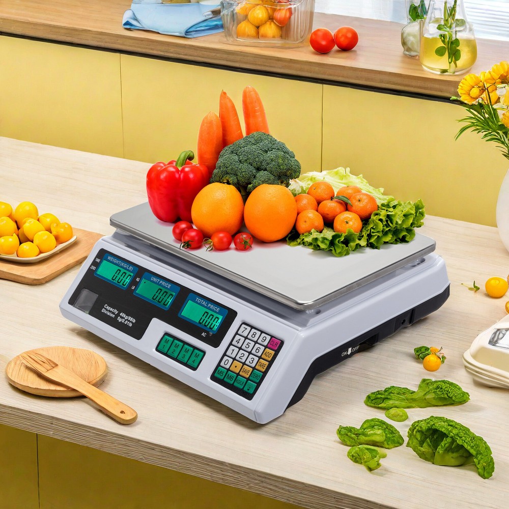 Digital Tabletop Scale - Commercial Postal, 40kg/88lbs Capacity, Switch & White