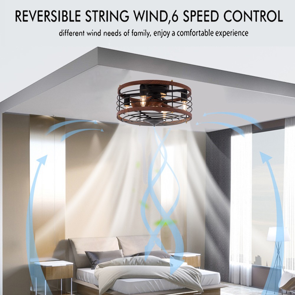 Vintage Ceiling Fan with Light Fixture W/Remote Control Bladeless Ceiling Fan