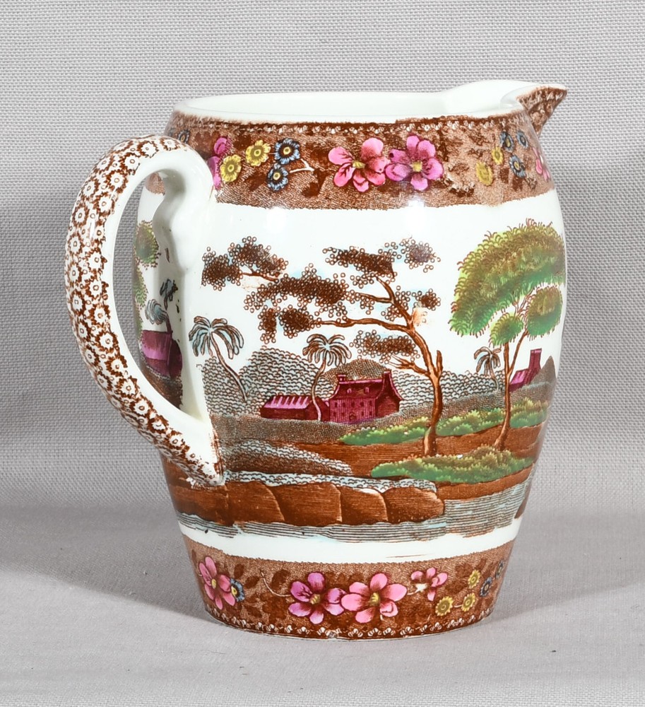 Spode Delft Brown Tower Small Pitcher 5 1/2" Tall Holds 3 1/2 Cups